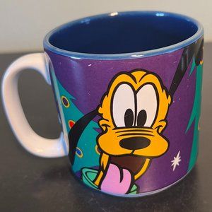 Vintage Disney Store PLUTO Christmas Tree Stars Ceramic Mug